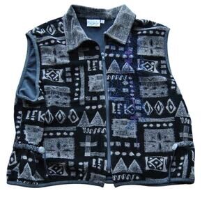 KD Spring Retro Large Black Full Zip-up Vest